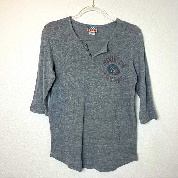 Junk Food Clothing Tops - JUNK FOOD Vintage Feel Houston Texans Gray Henley Shirt Size L